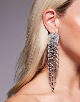 drop earrings with waterfall crystal drench detail in silver tone