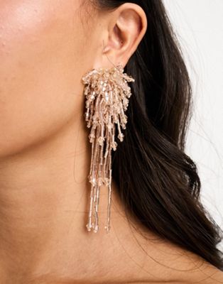ASOS DESIGN drop earrings with waterfall design in gold tone