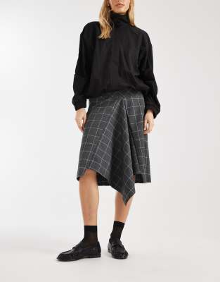 Asos Design Drop Hem 90's Midi Skirt In Black