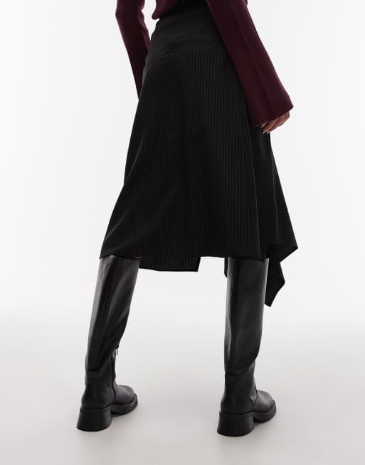 ASOS DESIGN drop hem 90s midi skirt in pinstripe, 5 of 5