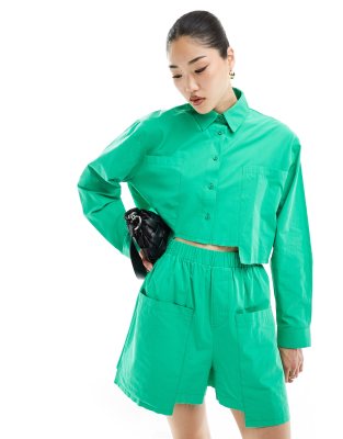 ASOS DESIGN drop pocket shirt in green