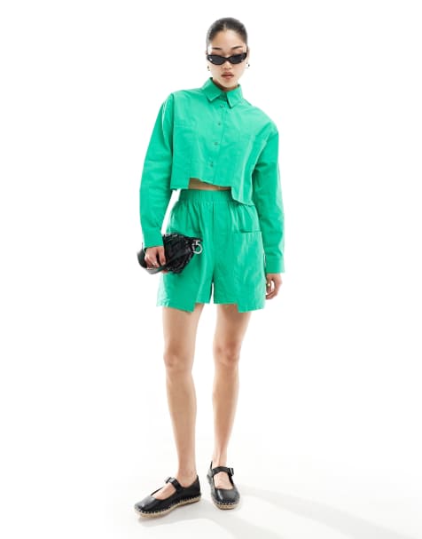 ASOS DESIGN drop pocket short in green - view 1