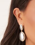 [ASOS DESIGN] ASOS DESIGN drop stud earrings with double pendant details in grey-Gold No Size GOLD