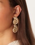 [ASOS DESIGN] ASOS DESIGN drop stud earrings with double shell design in gold tone No Size GOLD