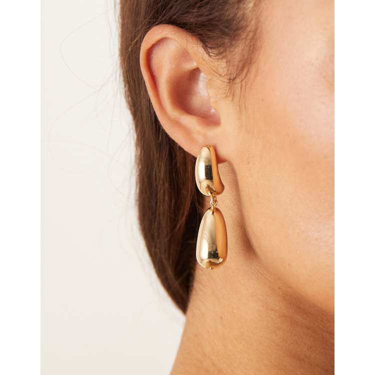 ASOS DESIGN drop stud earrings with sculptural teardrop