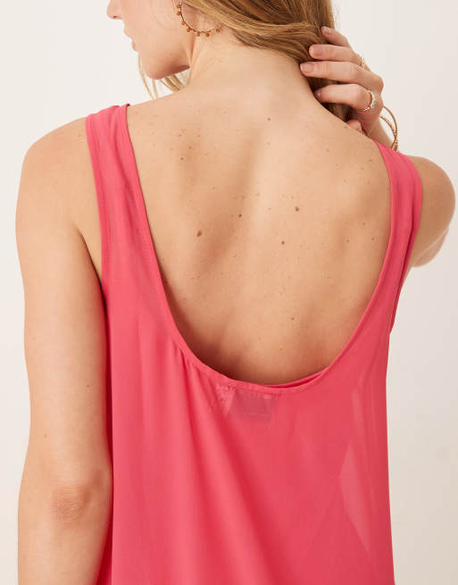 ASOS DESIGN drop waist chiffon maxi dress in bright pink, 2 of 4