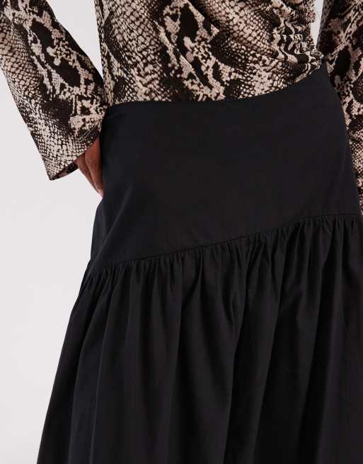 ASOS DESIGN drop waist maxi skirt in black