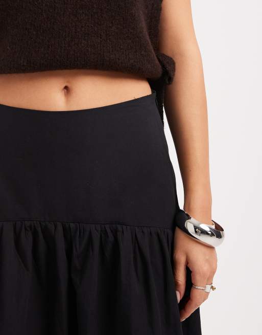 ASOS DESIGN drop waist maxi skirt in black