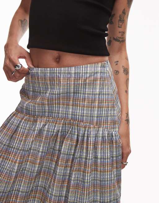 ASOS DESIGN drop waist maxi skirt in plaid