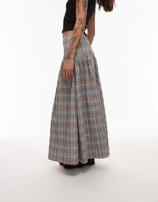 ASOS DESIGN drop waist maxi skirt in plaid