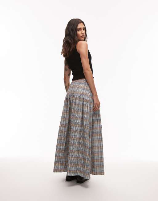 ASOS DESIGN drop waist maxi skirt in plaid