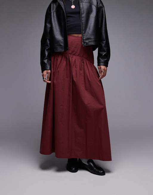 ASOS DESIGN drop waist maxi skirt in cherry