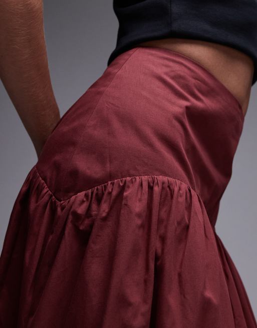 ASOS DESIGN drop waist maxi skirt in cherry
