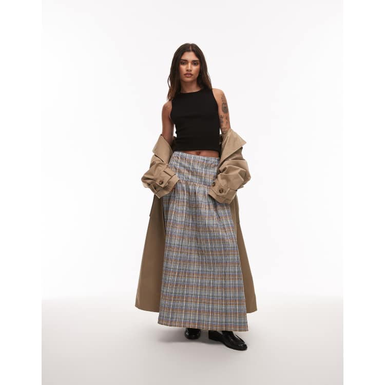 ASOS DESIGN drop waist maxi skirt in plaid ASOS