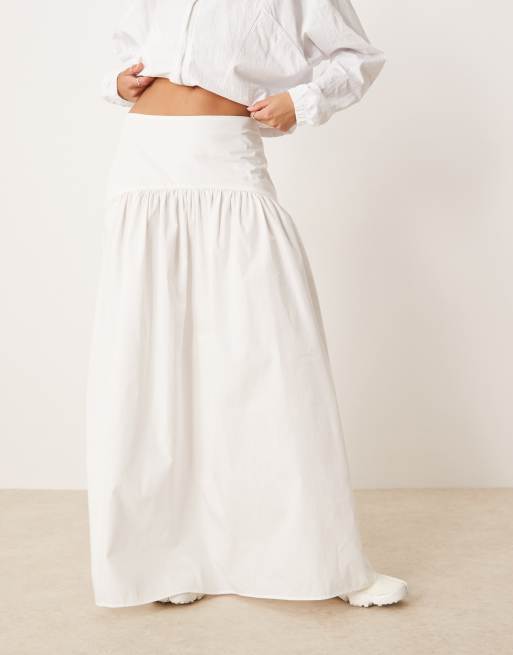 ASOS DESIGN drop waist maxi skirt in white, 2 of 5