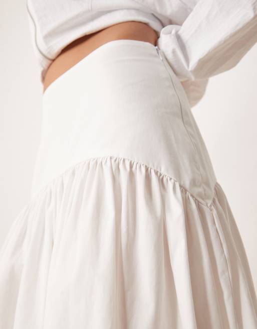 ASOS DESIGN drop waist maxi skirt in white, 3 of 5