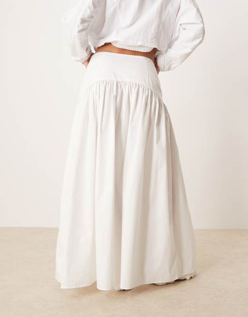 ASOS DESIGN drop waist maxi skirt in white, 4 of 5
