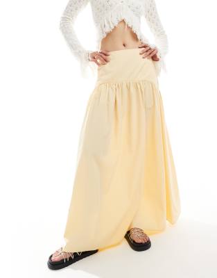 ASOS DESIGN drop waist maxi skirt in yellow