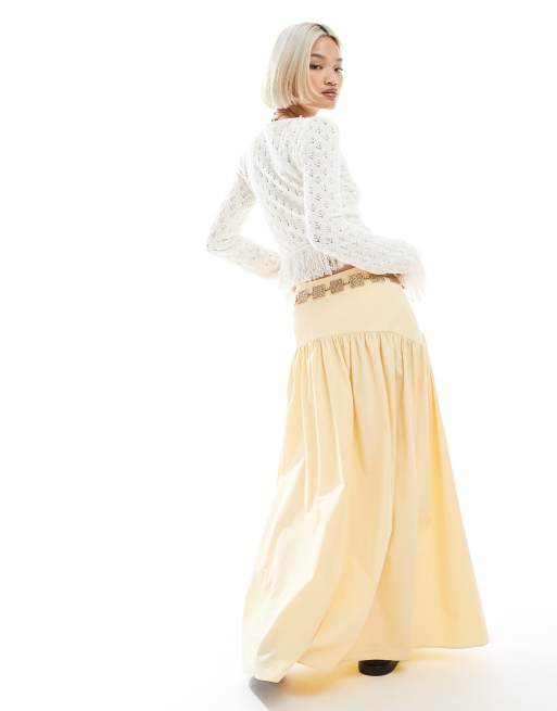 ASOS DESIGN drop waist maxi skirt in yellow