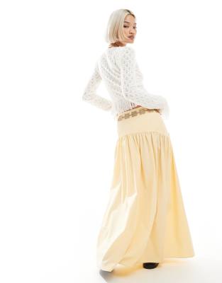 ASOS DESIGN drop waist maxi skirt in yellow