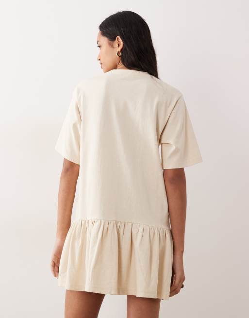 ASOS DESIGN drop waist mini dress in beige, 4 of 4