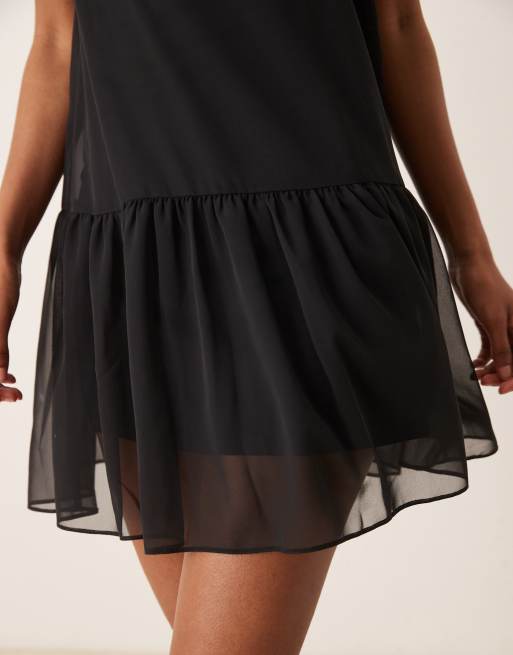 ASOS DESIGN drop waist mini dress in black