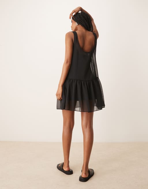 ASOS DESIGN drop waist mini dress in black