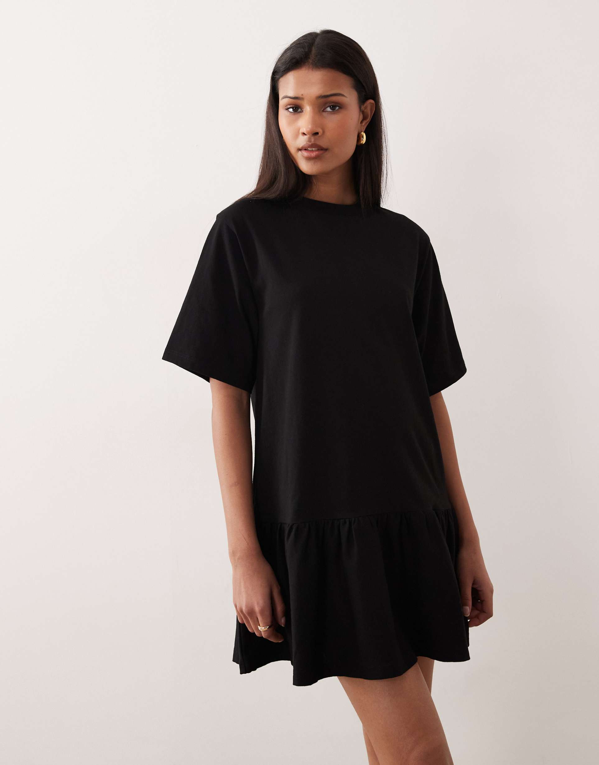 asos design drop waist mini dress in black
