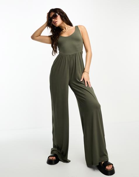 TFNC Bridesmaid wrap front jumpsuit in sage green