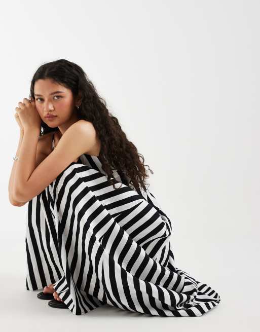 ASOS DESIGN drop waist sundress with circle skirt in black, 2 of 4