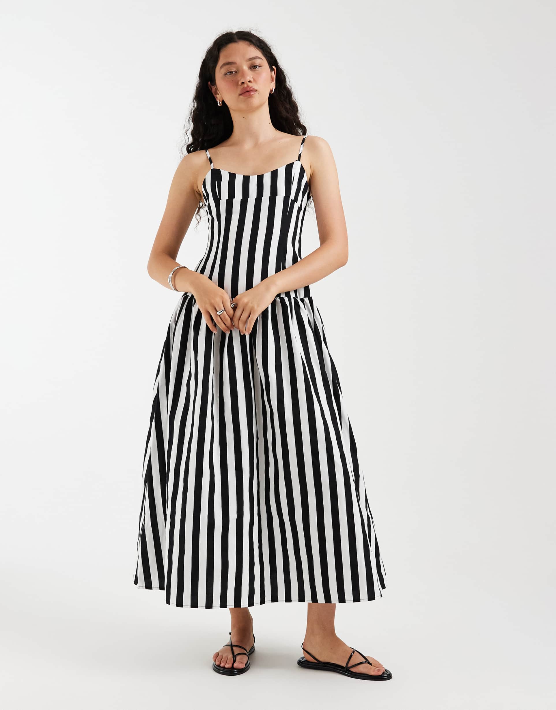 asos design drop waist sundress with circle skirt in