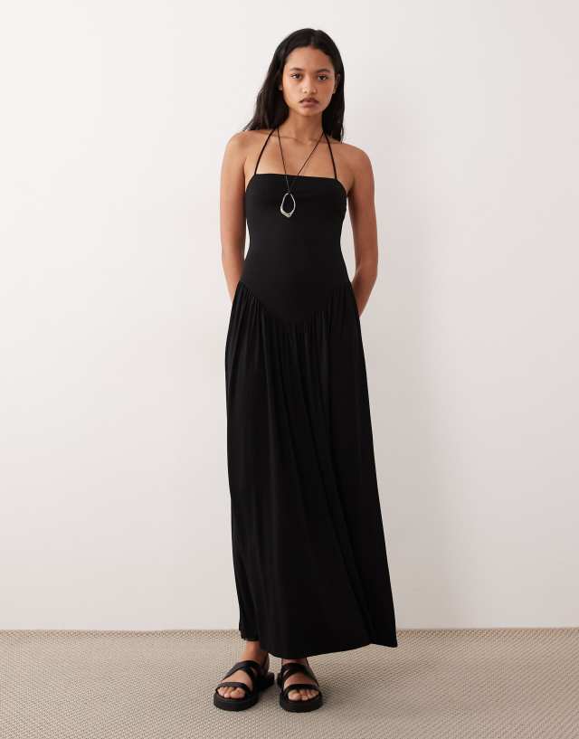 ASOS Design - Drop Waist Halter Neck Sundress - Women - Viscose/Elastane - 8 US