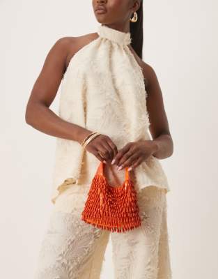 ASOS DESIGN ASOS DESIGN droplet beaded grab bag in orange