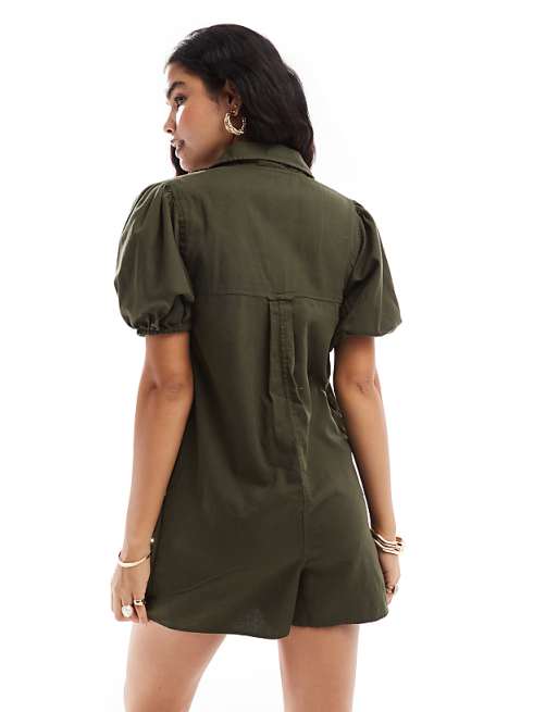 Jada Buttoned Down Belted Romper Jada Buttoned Down Belted Romper