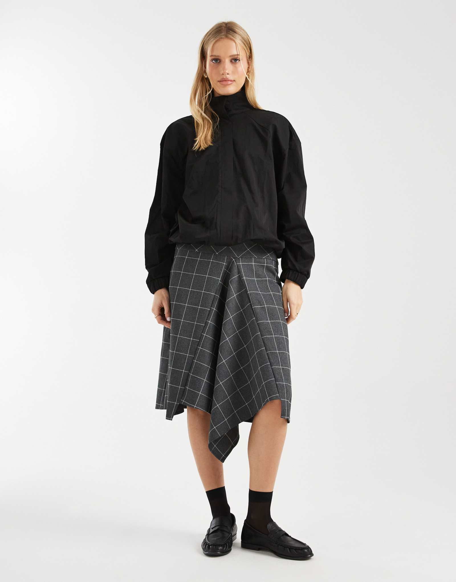 Юбка миди в клетку с заниженным подолом от ASOS DESIGN 90-х годов