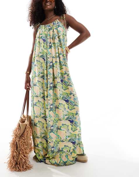 ASOS DESIGN dropped hem maxi beach dress in snake print - view 1