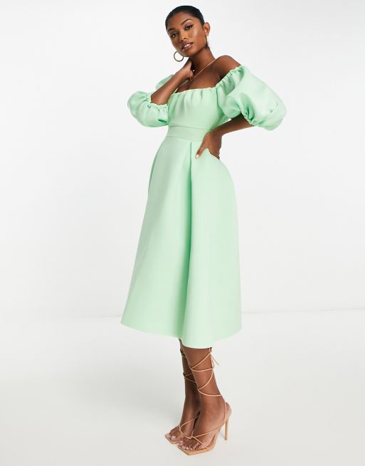 ASOS DESIGN chiffon halter midaxi dress in apple green