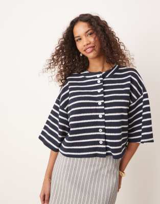 Asos Design Dropped Shoulder Cardigan In Navy