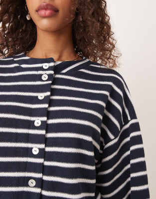 Asos Design Dropped Shoulder Cardigan In Navy