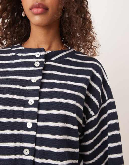 ASOS DESIGN dropped shoulder cardigan in navy stripe