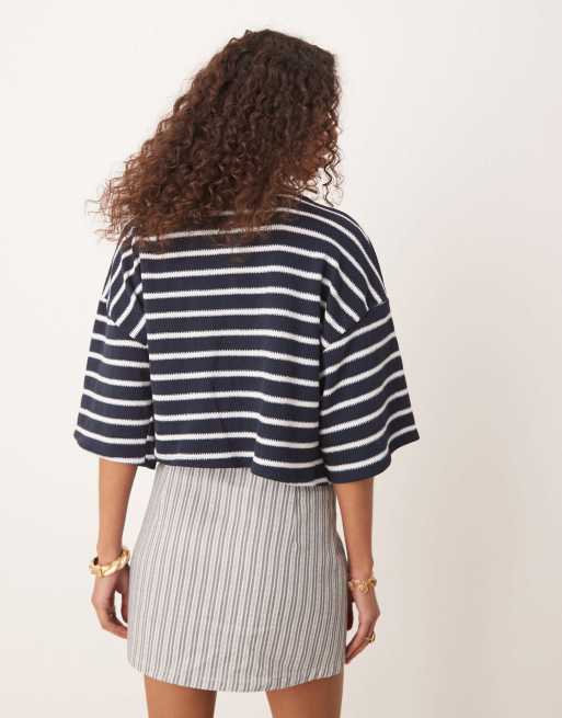 ASOS DESIGN dropped shoulder cardigan in navy stripe