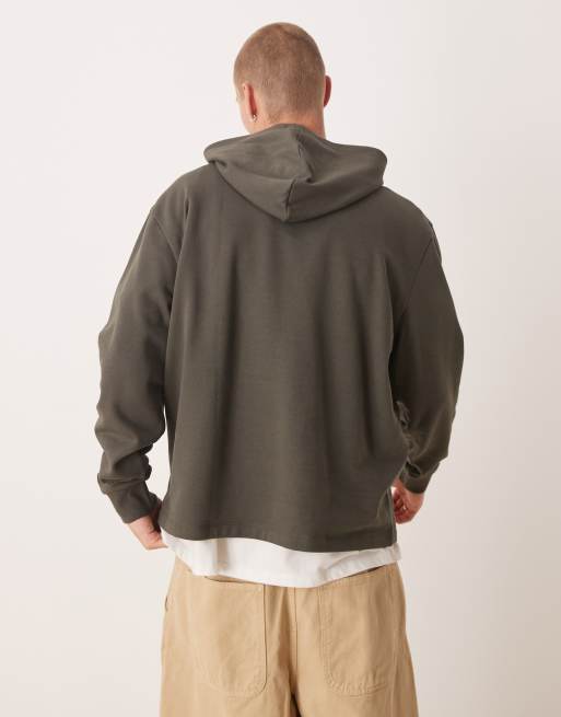 ASOS DESIGN dropped shoulder hoodie with sporty print in brown, 2 of 4