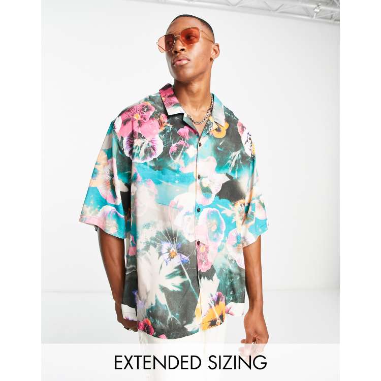 ASOS DESIGN dropped shoulder oversized revere shirt in bright