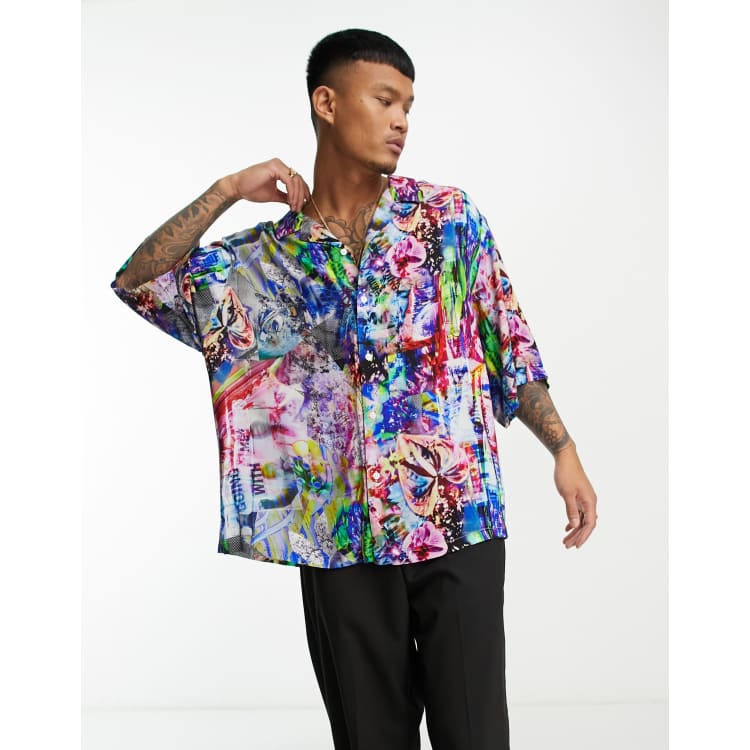 ASOS DESIGN dropped shoulder oversized revere shirt in bright