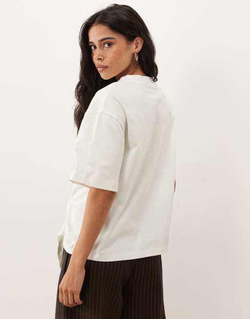 ASOS DESIGN dropped shoulders top with self knot in ecru, 2 of 4