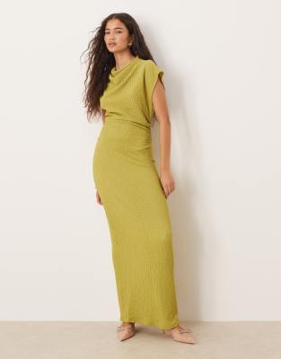 Asos Design Dropped Sleeves Maxi Dress In Green