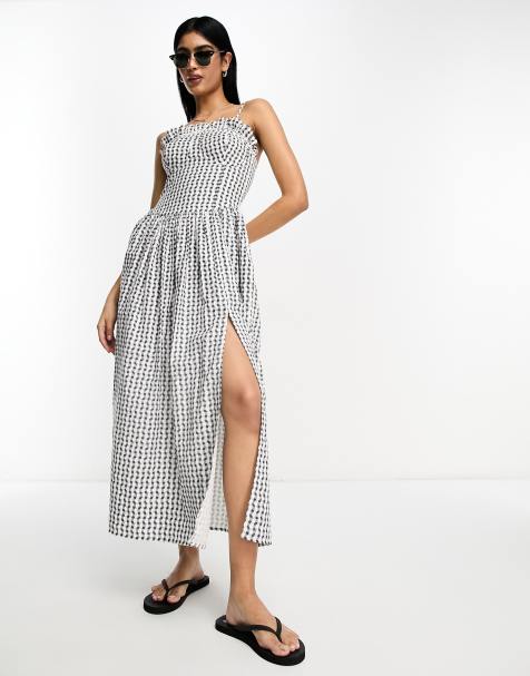 ASOS DESIGN Tall square neck shirred maxi sundress in sage green