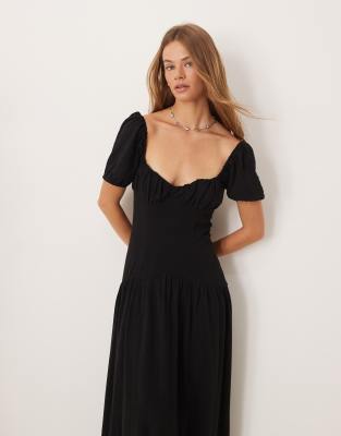 Asos Design Dropped Waist Day Dress In Black