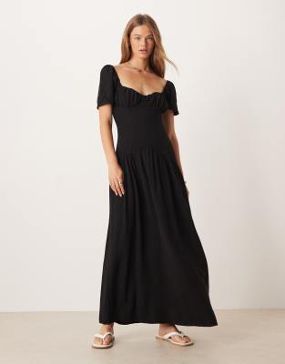 Asos Design Dropped Waist Day Dress In Black