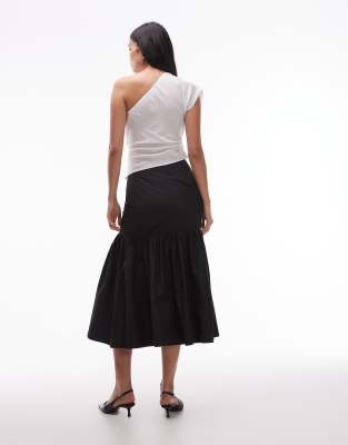 Asos Design Dropped Waist Fishtail Midi Skirt In Multi